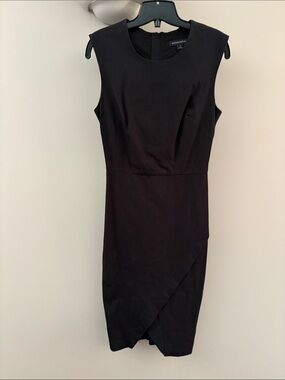 Banana Republic Black Sleeveless Wrap-Front Dress